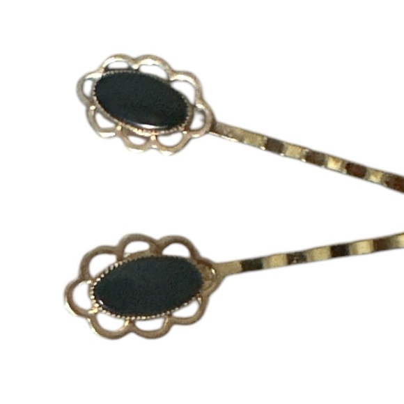Elegant Black & Gold Hairpin Set Timeless Vintage-Inspired Hair Accessories NWT - Picture 4 of 5